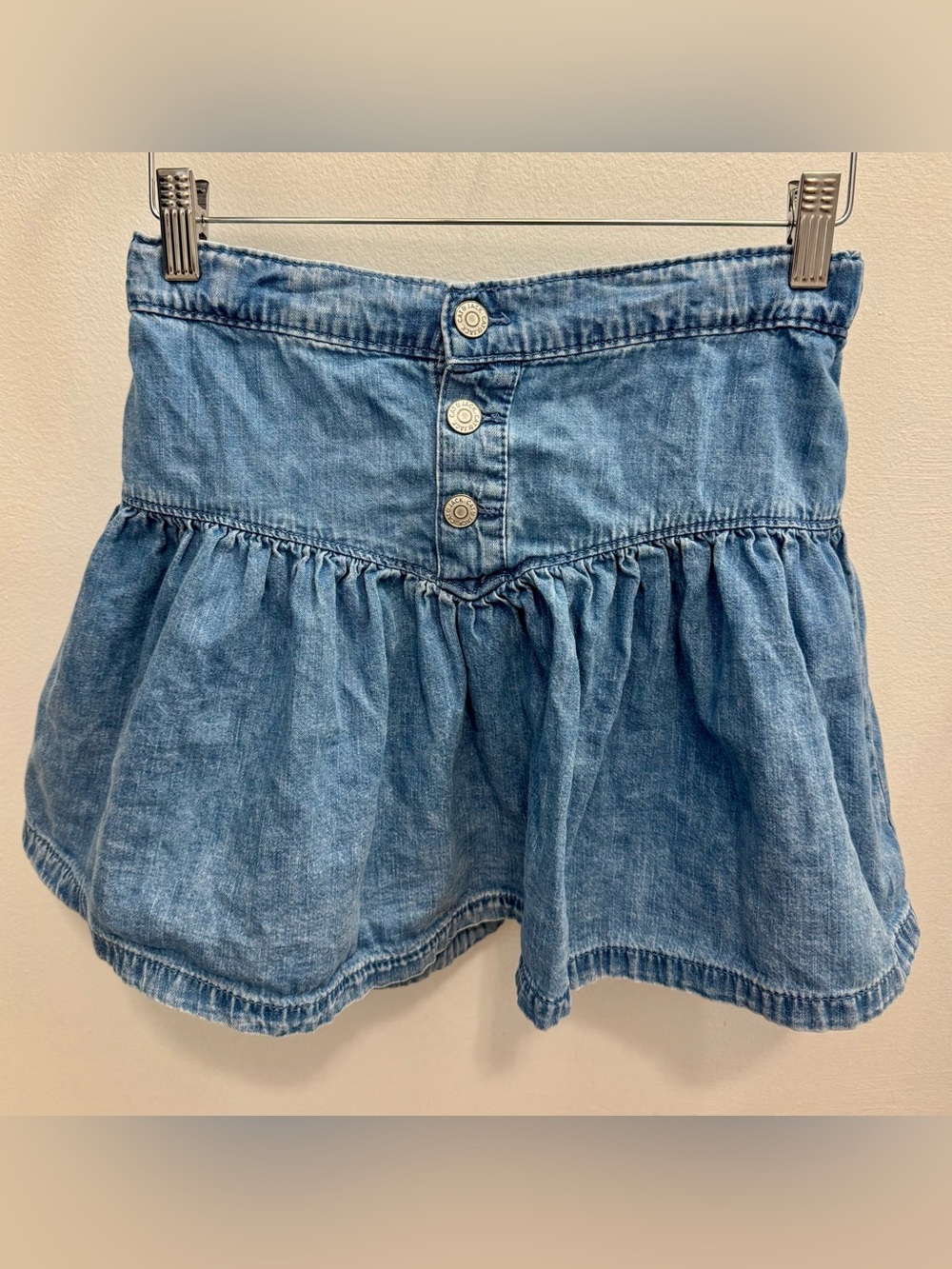 Girl’s 11/12 denim Button-Front Ruffle Skirt - Blue